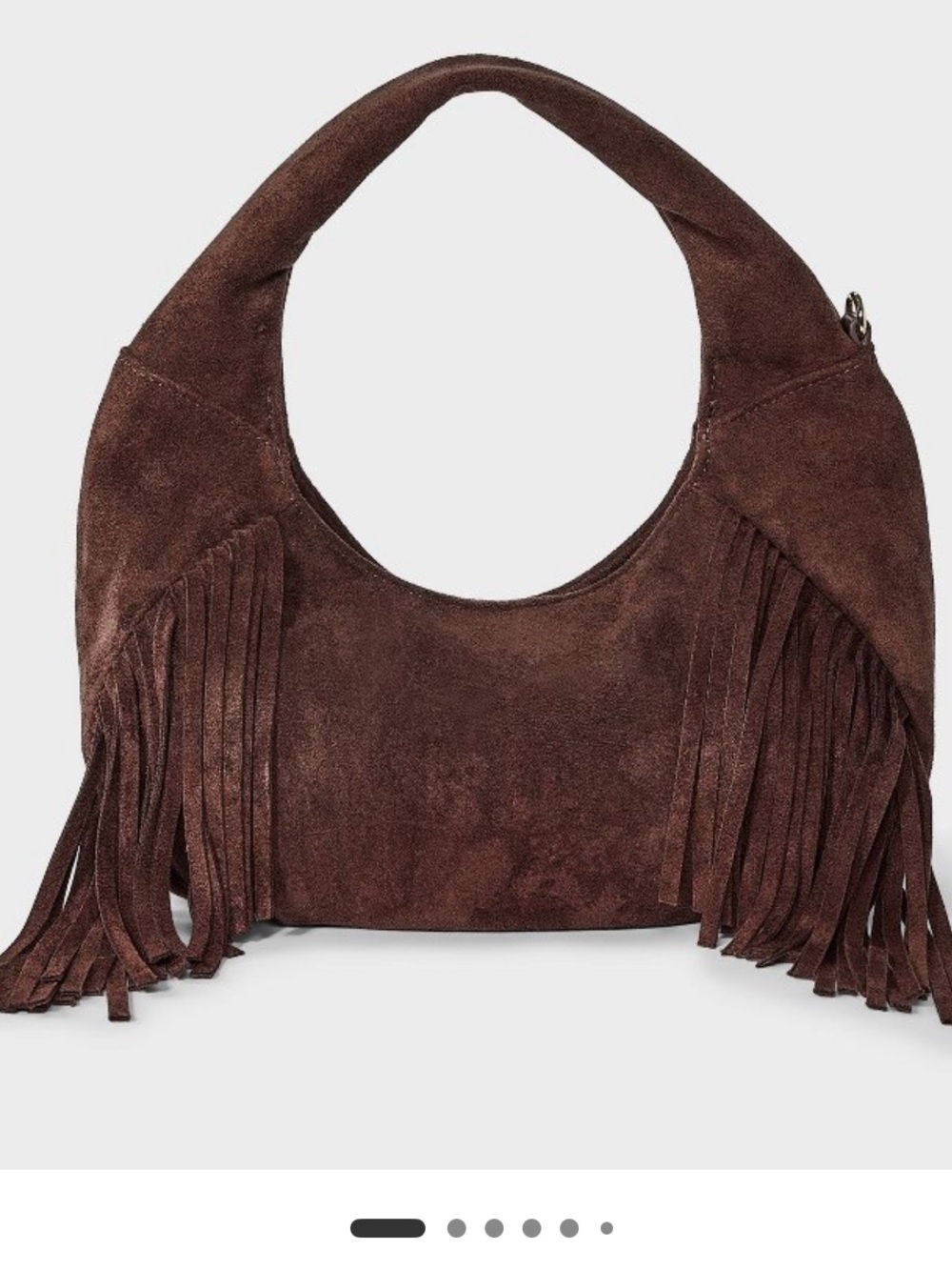 Brown,Soft Fringe Crescent Hobo Western Style Handbag Universal Thread NWT